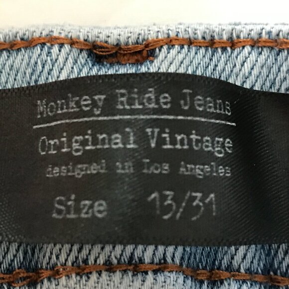 Monkey Ride Original Vintage Jean Women 13/31 Blue Mid Rise Distressed Destroyed - Picture 3 of 11